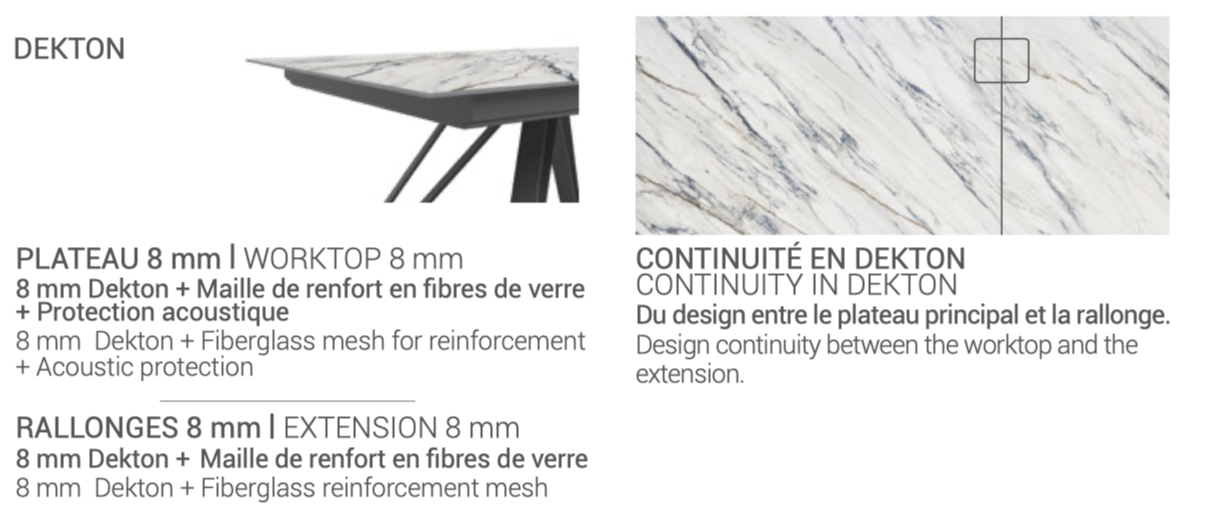 Table en Dekton au piètement métal design - fixe ou extensible - Halo par Cancio